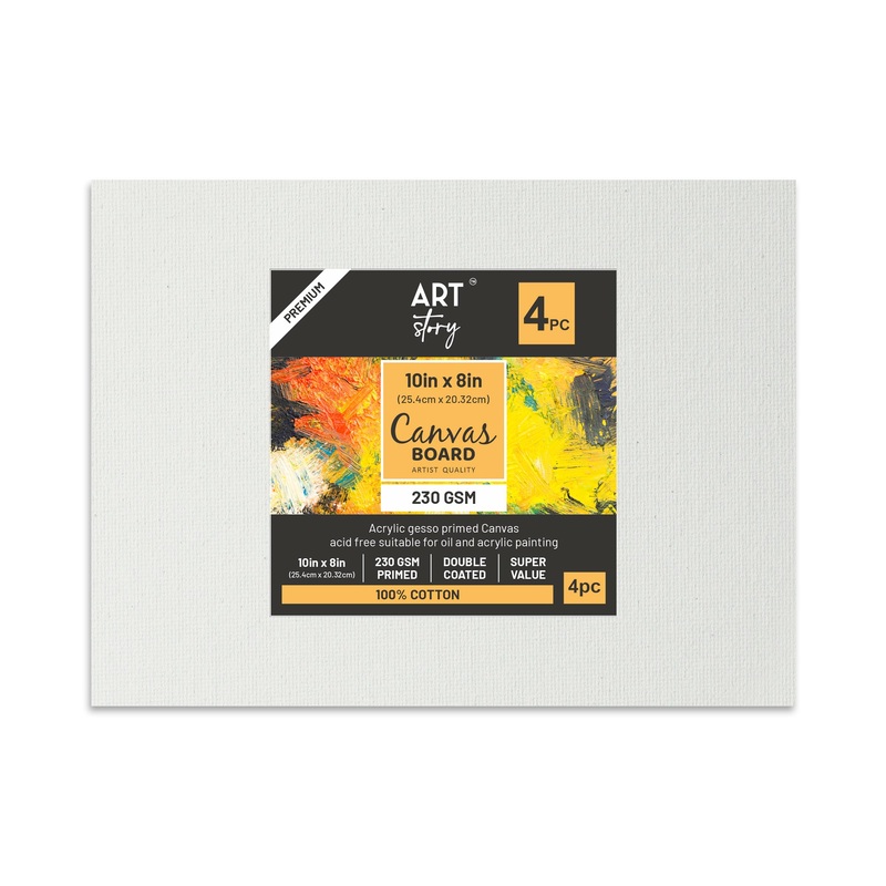 Canvas Board Rectangle 10 X 8Inch 230Gsm 2Mm Thick 4Pc Shrink Lb