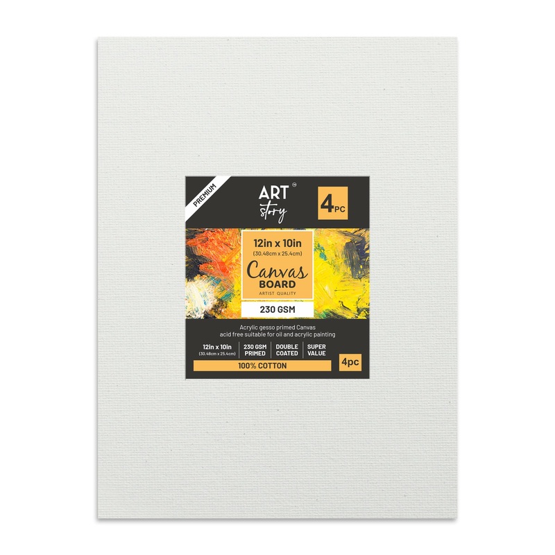 Canvas Board Rectangle 12 X 10Inch 230Gsm 2Mm Thick 4Pc