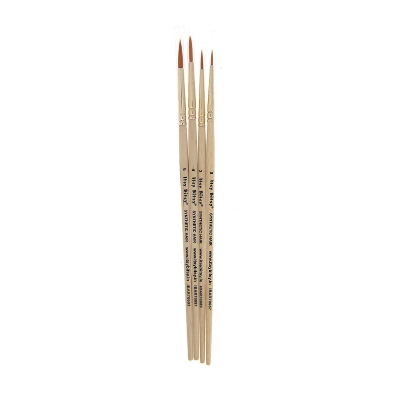 Synthetic Hair Round Brush Size 0-2-4-6 Gold 4Pcs