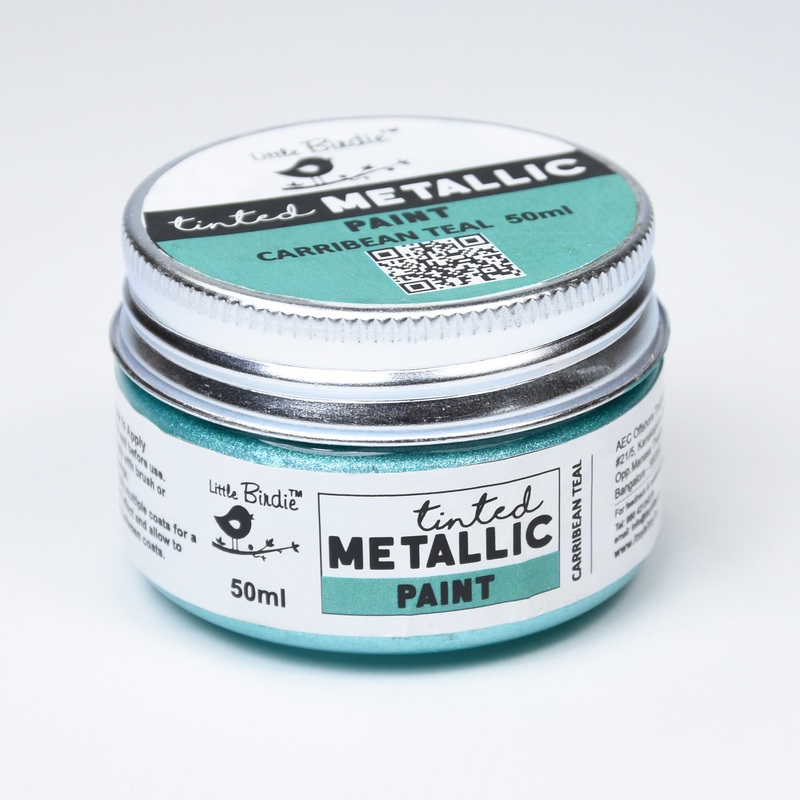 Tinted Metallic Paint Carribean Teal Bottle-50Ml