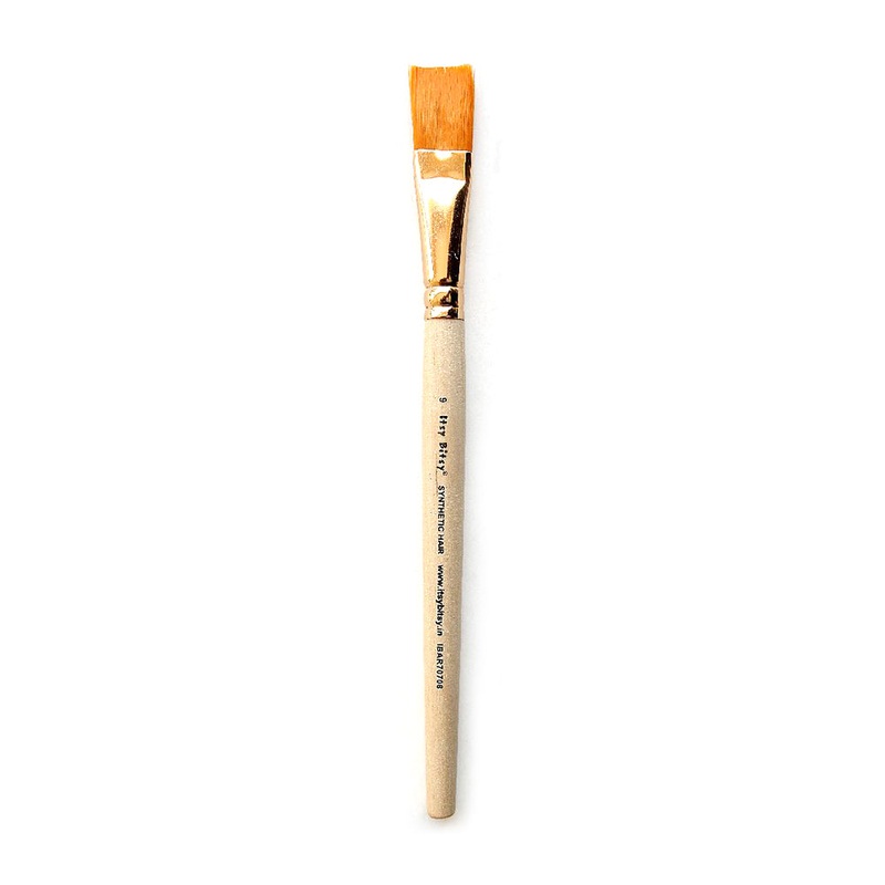 Synthetic Hair Flat Brush Size-9 Gold