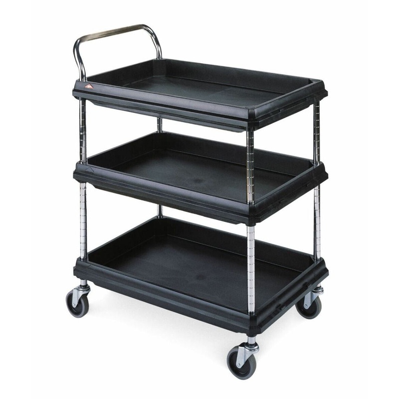 Metro Polymer Deep Ledge Utility Cart – 3-shelf – Black – 27 x 38-3/4 x 41H