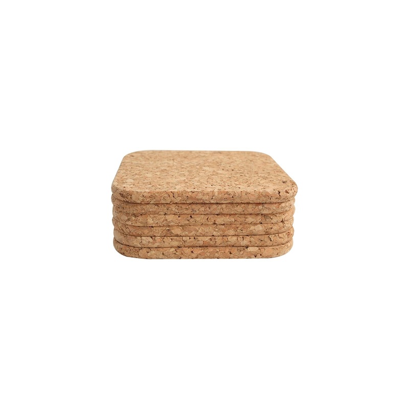 T&G Square Cork Coasters – Set of 6