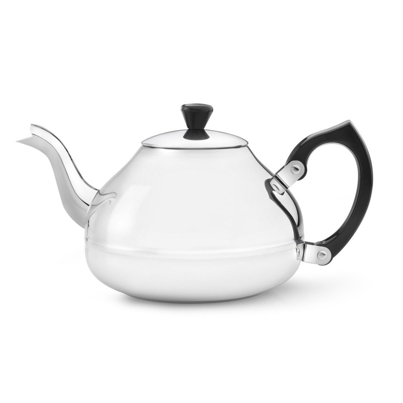 Bredemeijer Ceylon Teapot – Stainless Steel, Shiny Finish/Black Fittings, 1.25 Litre