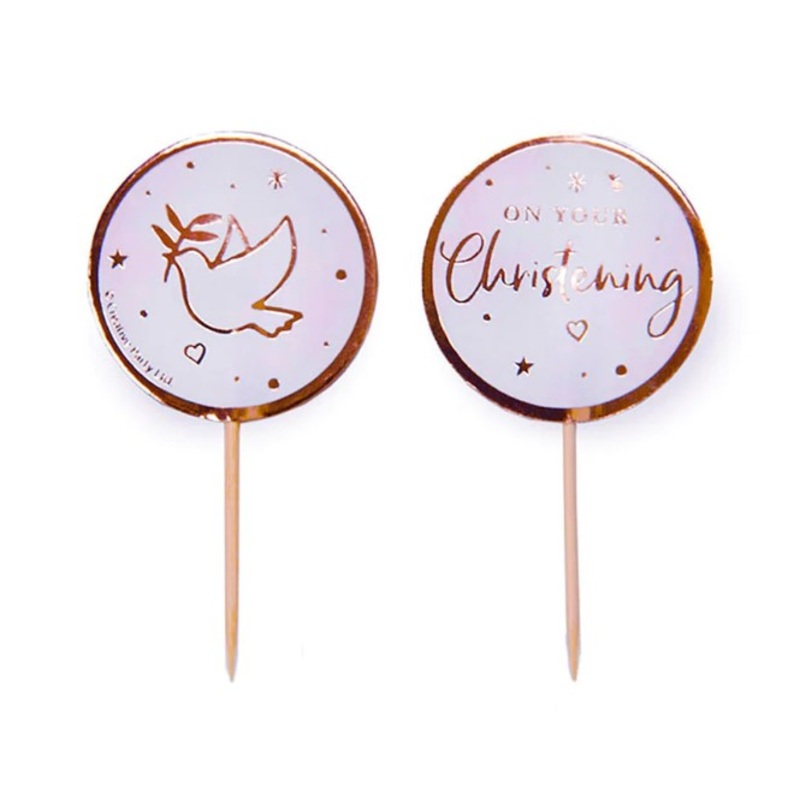 Anniversary House Christening Cupcake Toppers Pink