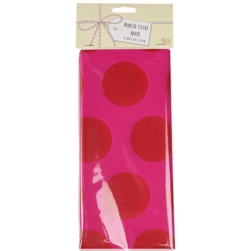 Rex Tissue Paper (10 Sheets) – Red On Pink Spotlight