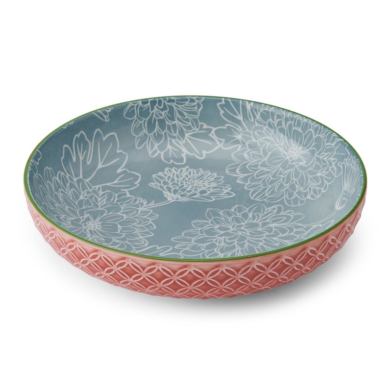 Mikasa Ceramic Bowl, Leaf & Geometric Pattern