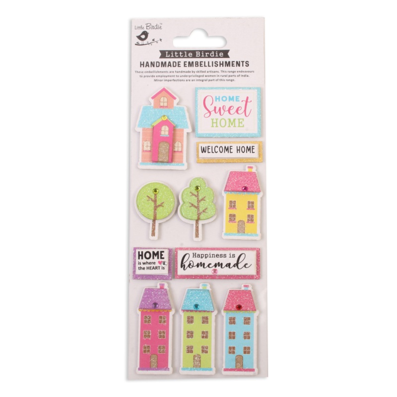Handmade 3D Glitter Stickers – Homemade Happiness, 11pc, 1 Sheet