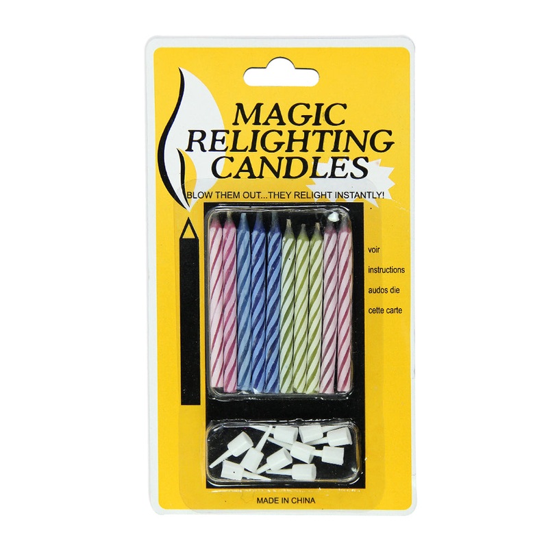 Magic Relighting Candles W/Stand 10Pcs Blister Ib