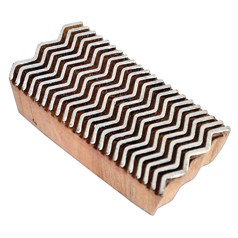 Hand Carved Wooden Printing Block Chevron 1pc