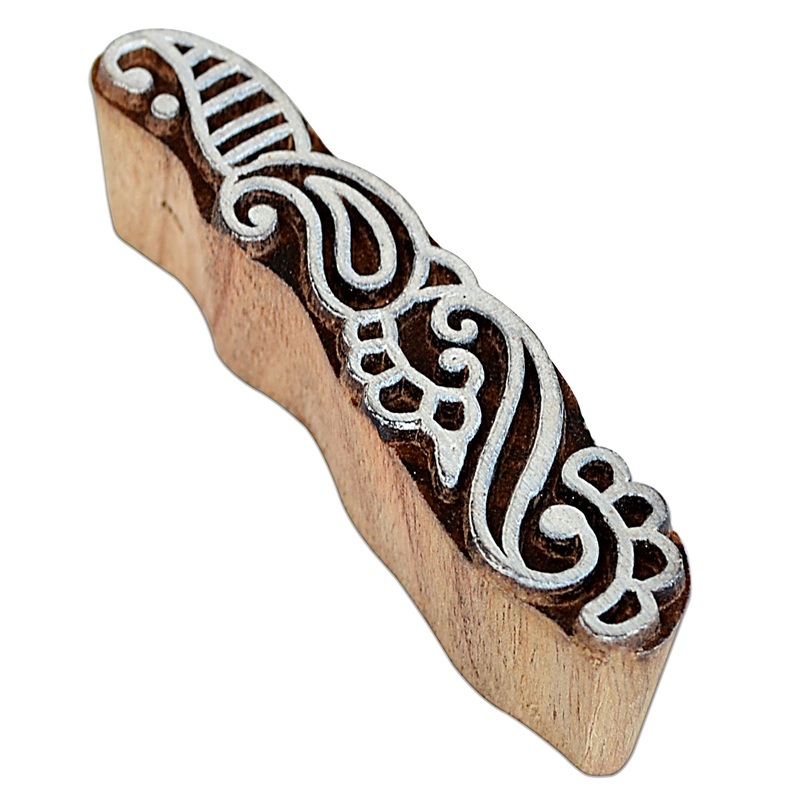 Hand Carved Wooden Printing Block Dainty Paisley 1pc