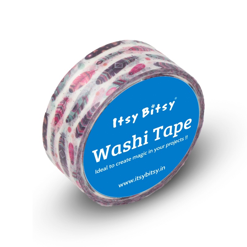 Washi Tape |Colourful Feathers | 15mmx10mtr | 1pc