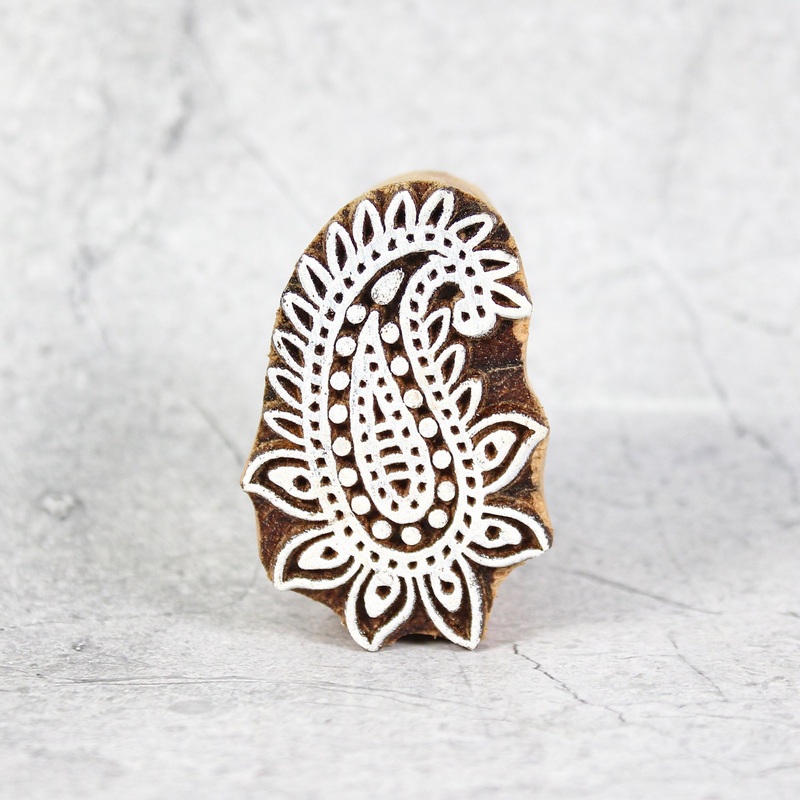 Hand Carved Wooden Printing Block Charming Mandala W 1.25inch X L 2inch 1pc