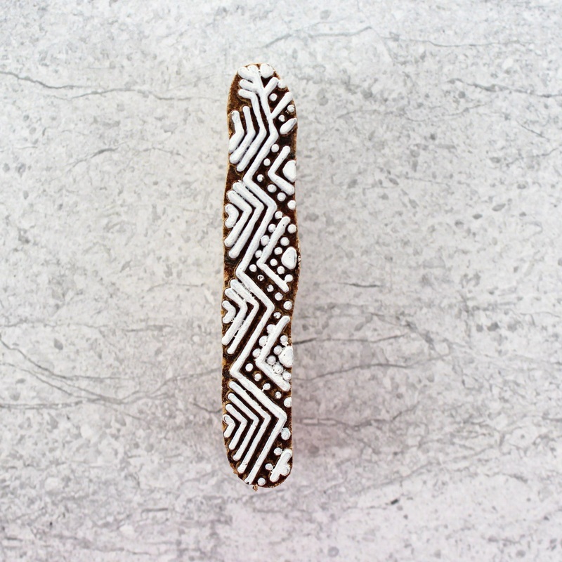 Hand Carved Wooden Printing Block Chevron Border W 0.5inch X L 2.5inch 1pc