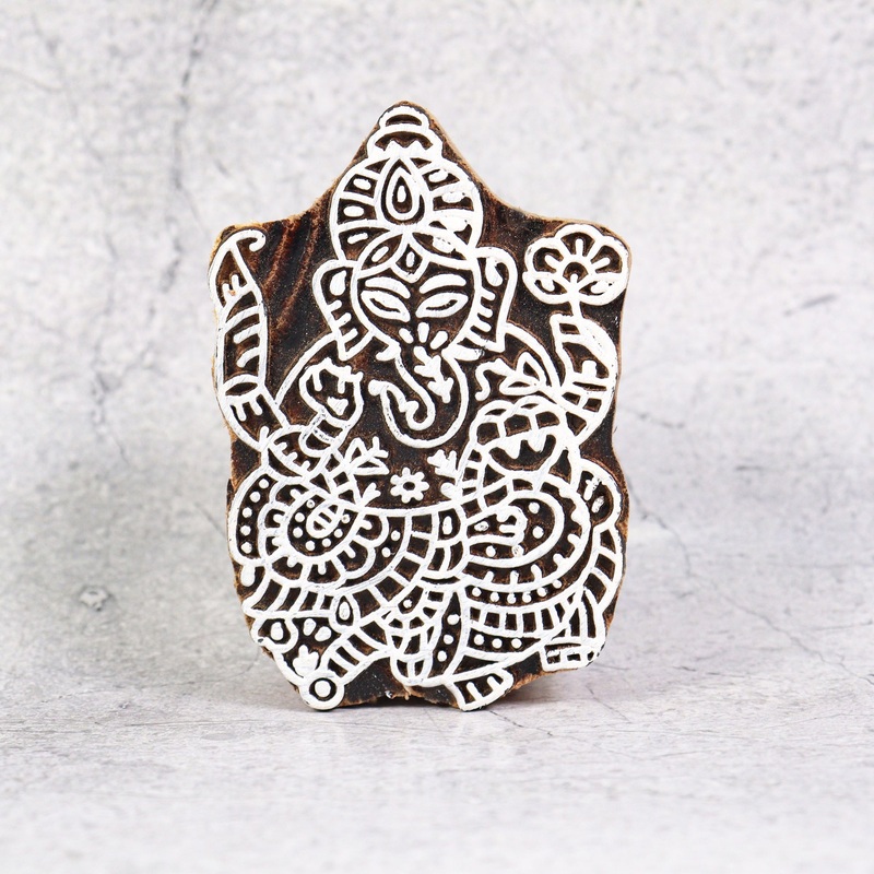 Hand Carved Wooden Printing Block Ganesha – 2 X 3 Inches