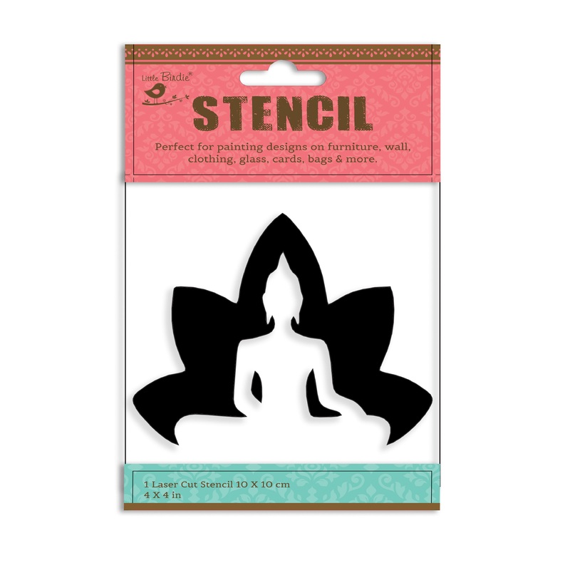 Stencil Lotus Buddha 4 X 4Inch 1Pc Pbci Lb