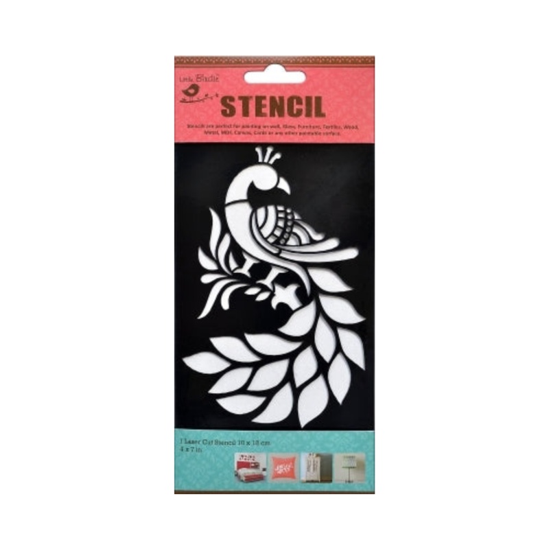 Stencil Peacock Charm 4X7Inch 1Pc