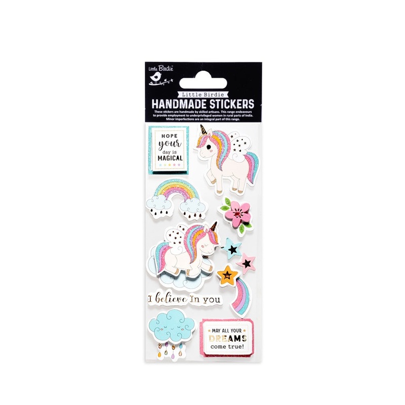 Handmade 3D Glitter Stickers – Happy Days, 11pc,, 1 Sheet