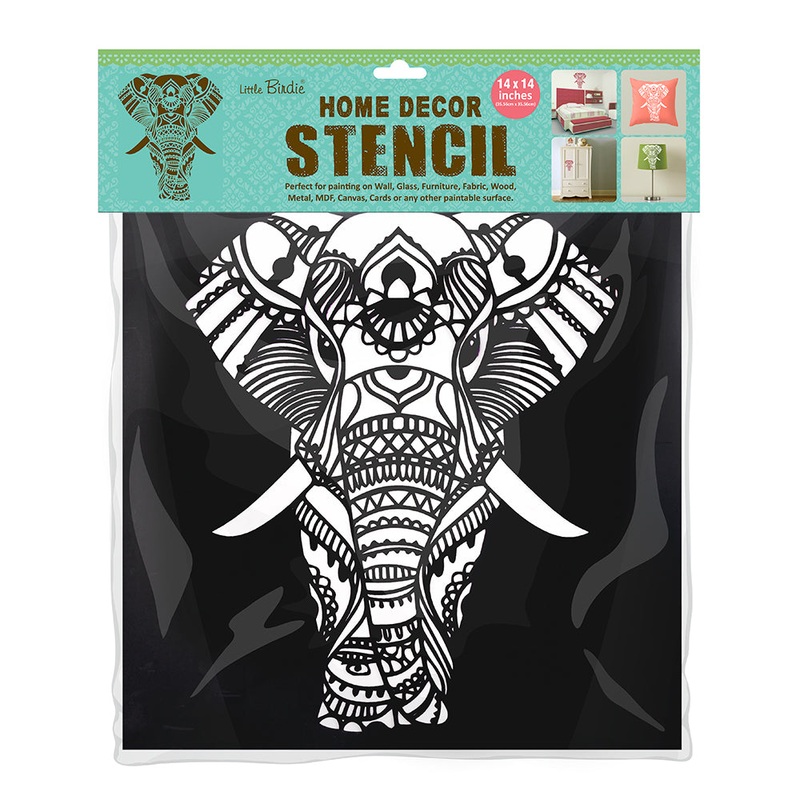 Stencil Ornate Elephant 14in x 14in 1pc