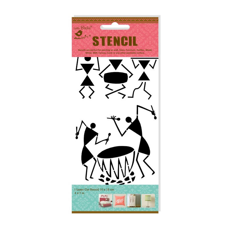 Stencil Warli Drummers 4 X 7Inch 1Pc Pbci Lb