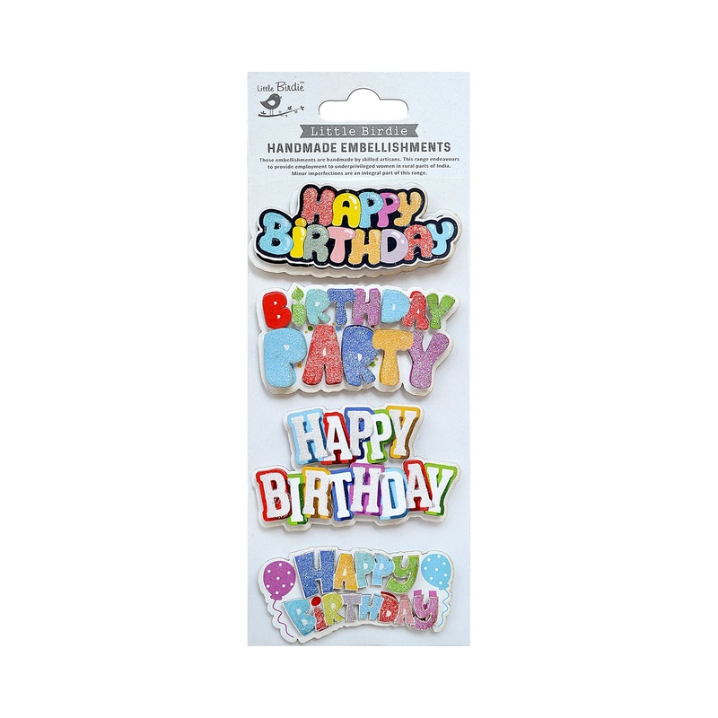Stickers 3D Glitter Birthday Party 4pc