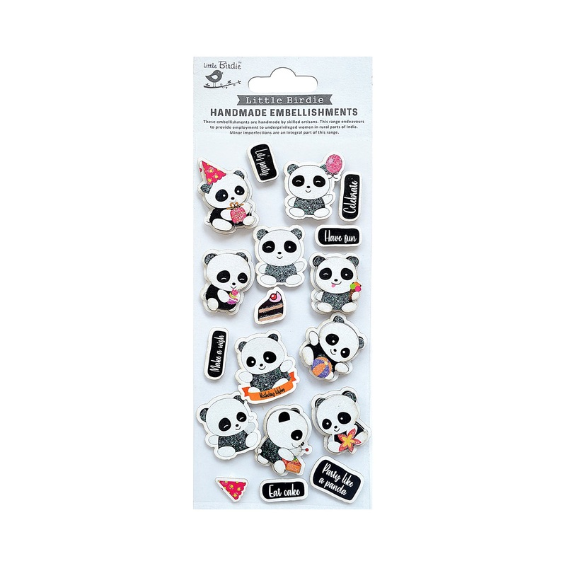 Stickers 3D Glitter Panda Party 18pc