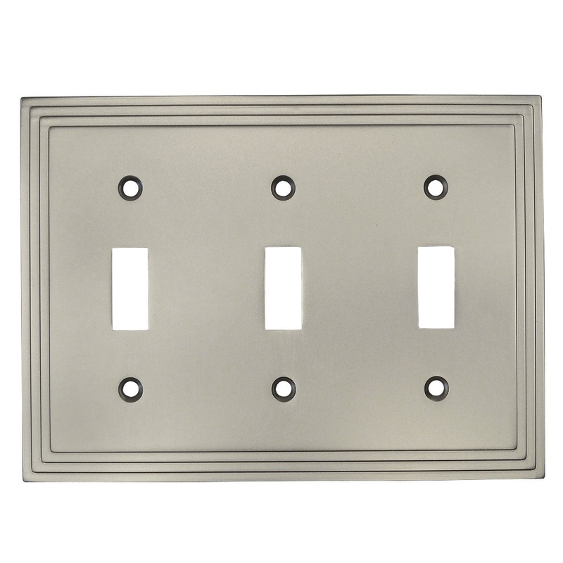 Cosmas 25037-SN Satin Nickel Triple Toggle Switchplate Cover