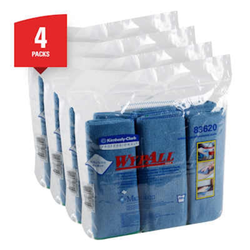 Wypall 83620 Microfiber Cloths with MicroBan – 15.75 x 15.75 –  Blue – Sold as a case