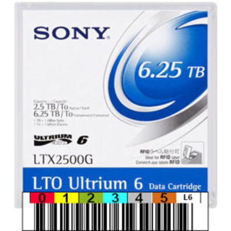 Sony LTO 6 ULTRIUM Data Cartridge 2.5 TB / 6.25 TB with customized label