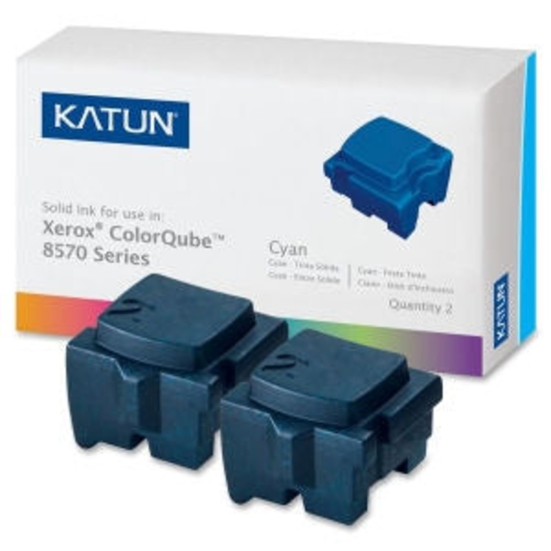 Xerox Compatible ColorQube 8570 Cyan Solid Ink Sticks, 2 Sticks/pk (from Katun)